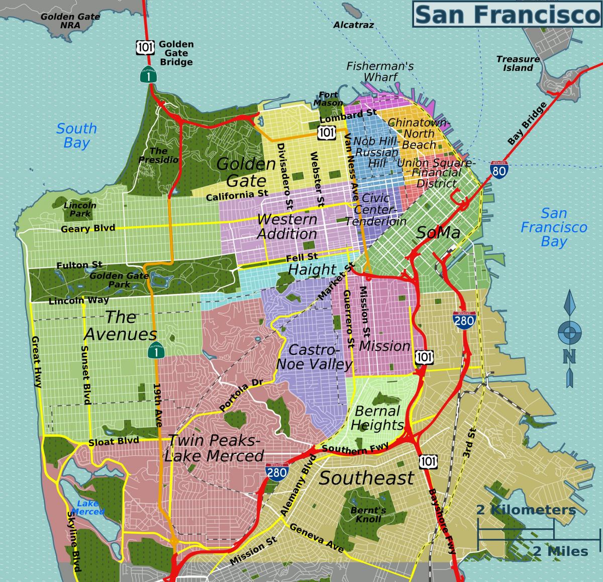 Districtskaart van San Francisco