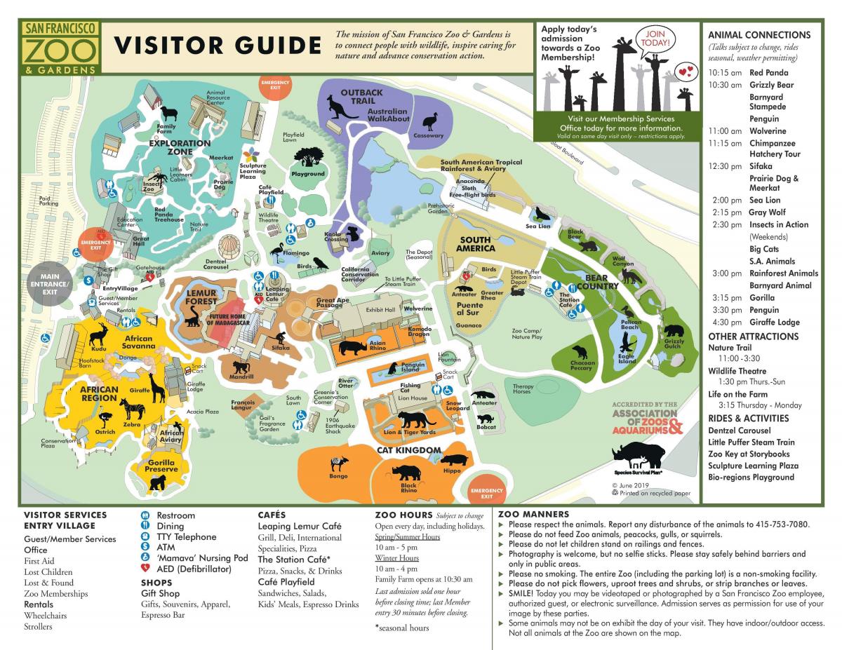 De plattegrond van het park van de dierentuin van San Francisco
